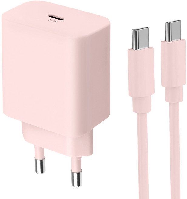 홈플래닛 25W PPS PD 3.0 초고속 충전기 + CtoC 케이블 1.2m, 핑크, 1개