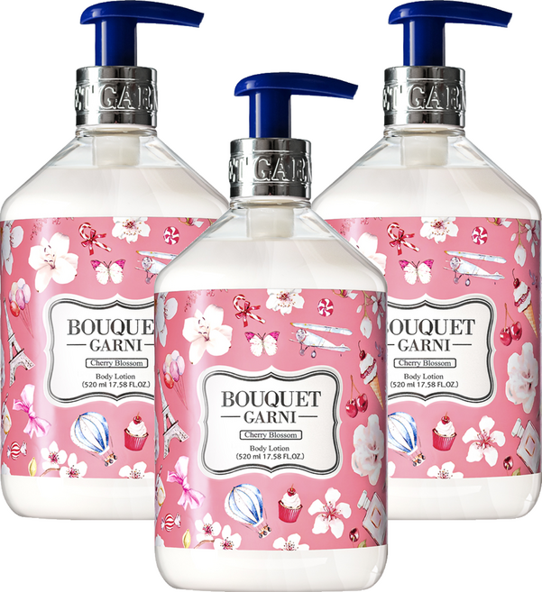부케가르니 바디로션 체리 블라썸, 520ml, 3개