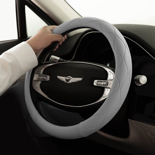 아임반 차량용 웨이빙 2세대 핸들커버, 웜그레이