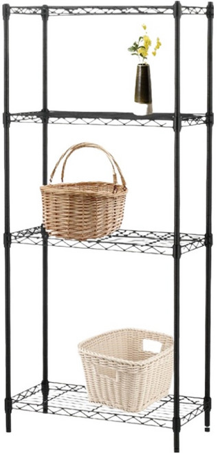 KI WISH 居家生活 輕型四層架 60 x 35 x 120cm 黑色 收納置物架, 4層
