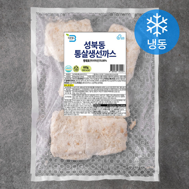 바른웰 성북동 통살 생선까스 10개입 (냉동), 600g, 1개