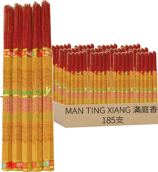 MAN TING XIANG 滿庭香 尺3闔家平安 彩色燙金香 WY37-185, 185支