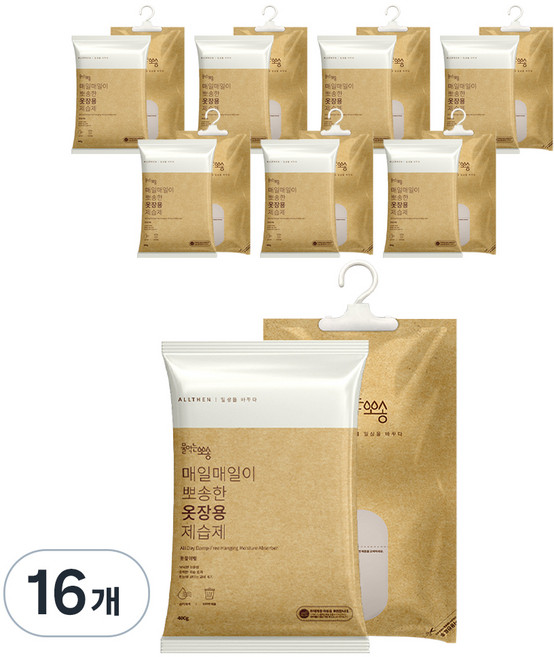 물먹는뽀송 매일매일이 뽀송한 옷장용 제습제, 400g, 16개