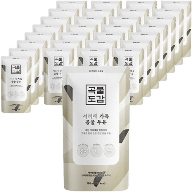 곡물도감 국산 서리태 가득 콩물두유, 180ml, 60개