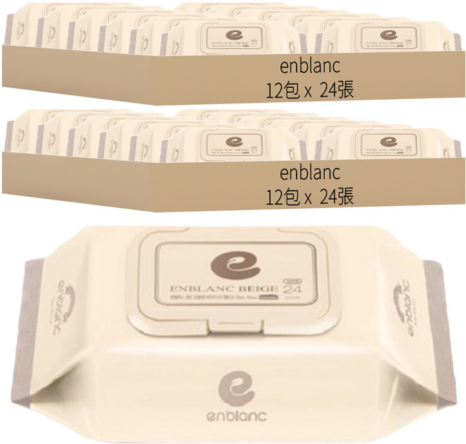 enblanc 輕厚松針 純水濕紙巾 掀蓋式, 70gsm, 24張, 24包