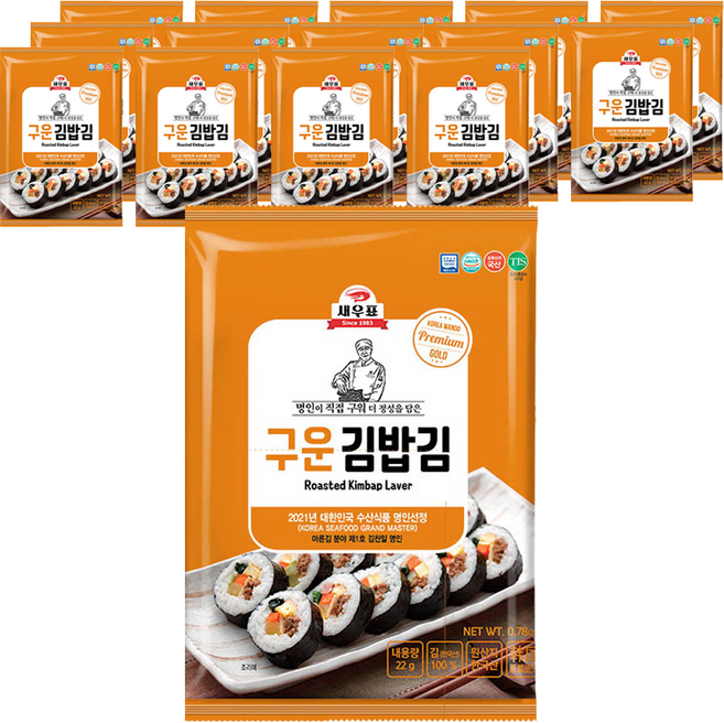 새우표 완도 구운 김밥김, 22g, 15개