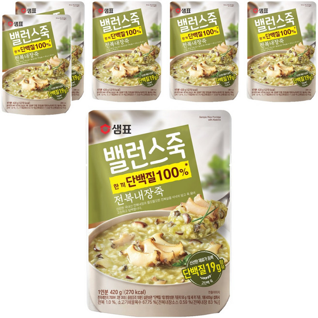 샘표 밸런스죽 전복내장죽, 420g, 6개