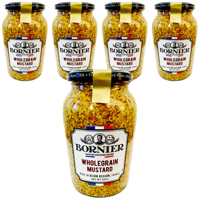 BORNIER 全穀芥末籽醬, 420g, 5個