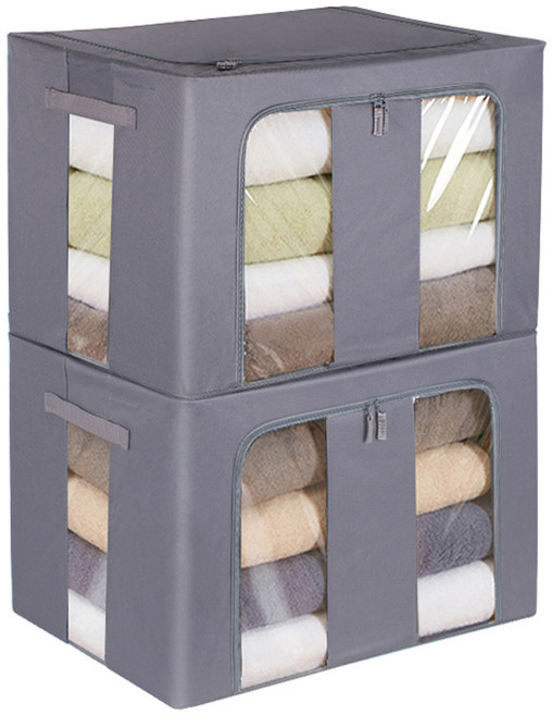 코멧 홈 대용량 베이직 모던 옥스퍼드 리빙박스 100L, 그레이, 2개