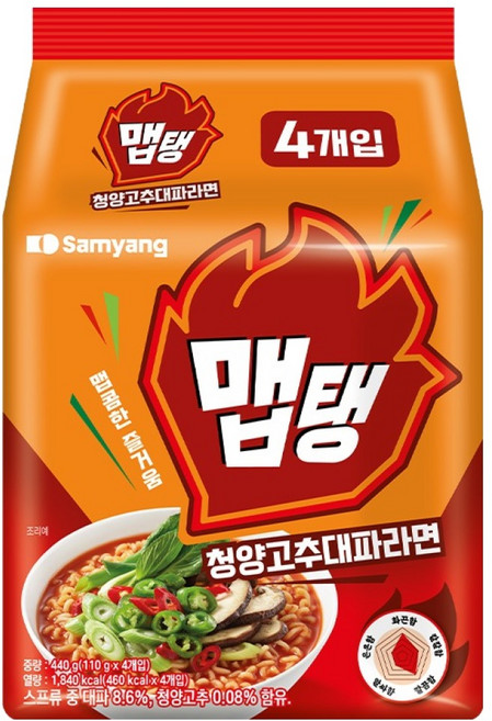 맵탱 청양고추대파라면 110g, 4개