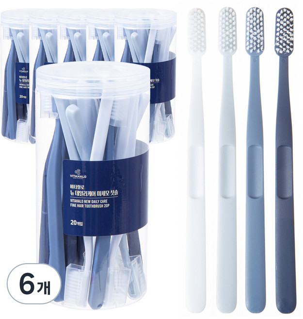 비타할로 뉴 데일리케어 미세모 칫솔, 20개입, 6개
