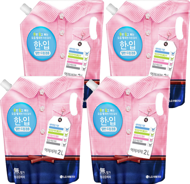 한입 액체세제 일반 / 드럼 겸용 리필, 2L, 4개