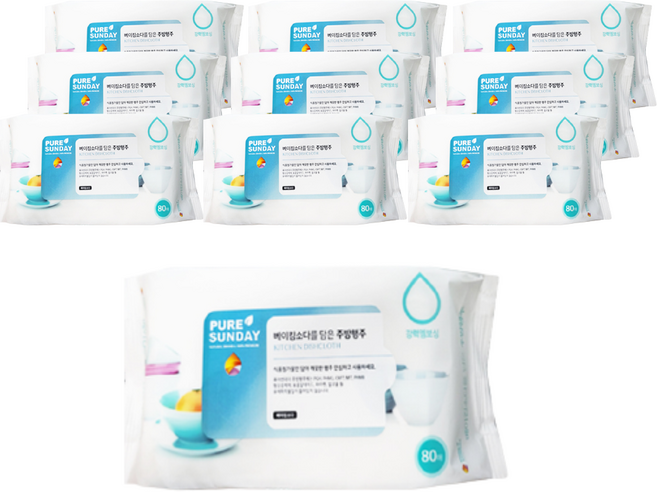 퓨어썬데이 베이킹소다를 담은 주방행주, 80개, 10세트