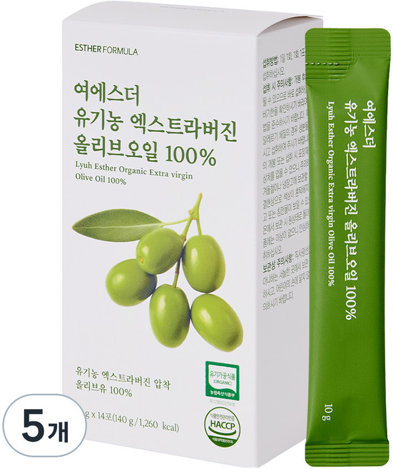 에스더포뮬러 여에스더 유기농 엑스트라버진 올리브오일 100%, 140g, 5개