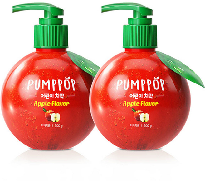 크리오 펌프팝 저불소 어린이 펌핑치약 사과향, 300g, 2개