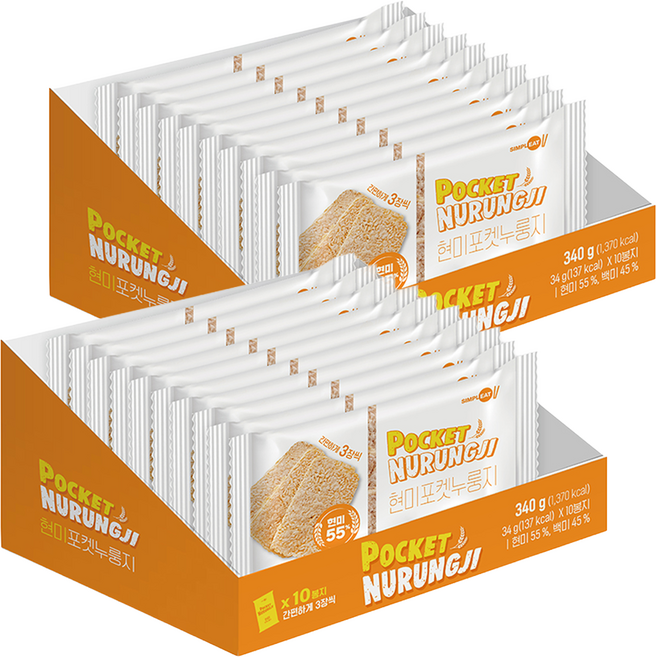 심플잇 현미포켓누룽지 10개입, 340g, 2개