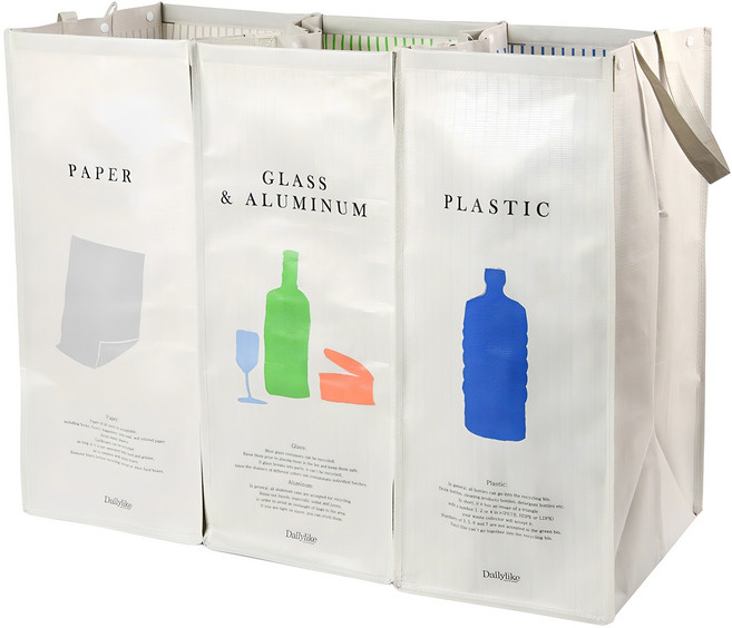 데일리라이크 타포린 분리수거함 세트, 혼합색상
