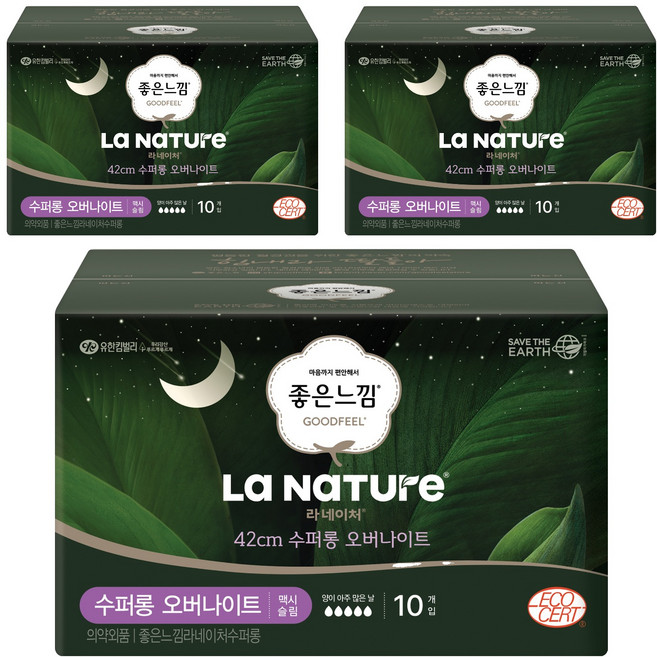 라네이처 네이처백 생리대 오버나이트, 10개입, 3개