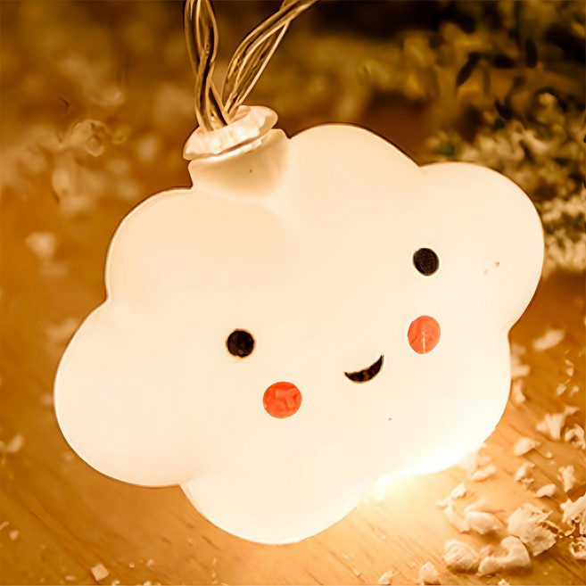 造型裝飾燈串 電池款 20燈 3m, 雲朵暖白, 1條