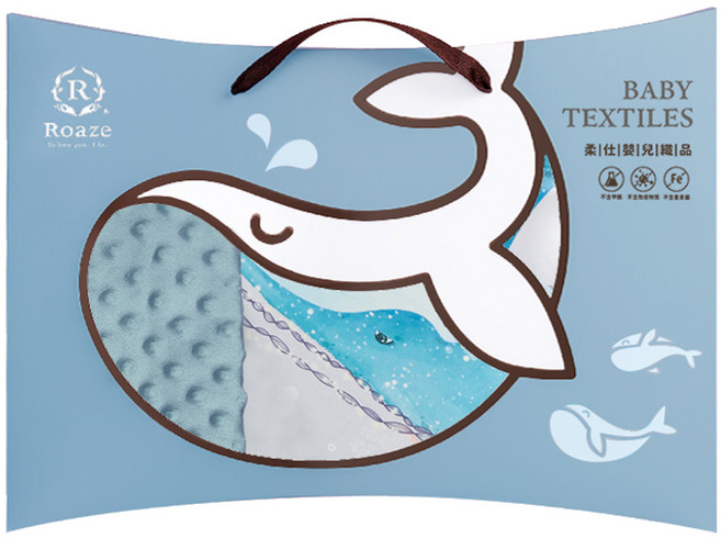 Roaze 柔仕 舒眠豆毯 一般款 柔軟舒適 安撫顆粒 海洋奇想手繪圖樣, 藍鯨