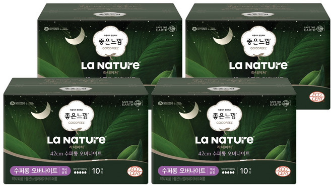 라네이처 네이처백 생리대 오버나이트, 10개입, 4개