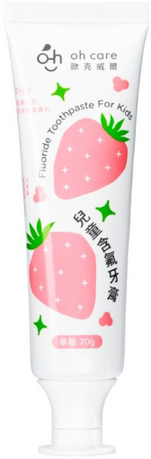 oh care 歐克威爾 兒童含氟牙膏 草莓, 70g, 1條