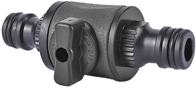 길그리 밸브형 물호스 커넥터 연결 양방향 2구 호수 중간 밸브, 블랙, 1개