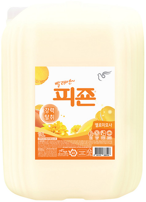 피죤 레귤러 섬유유연제 옐로미모사 본품, 18L, 1개