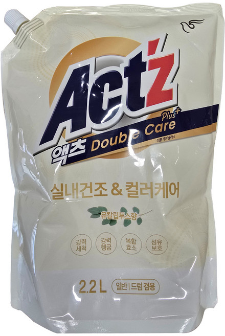 액츠 더블케어 플러스 액상세제 유칼립투스향 리필, 2.2L, 1개