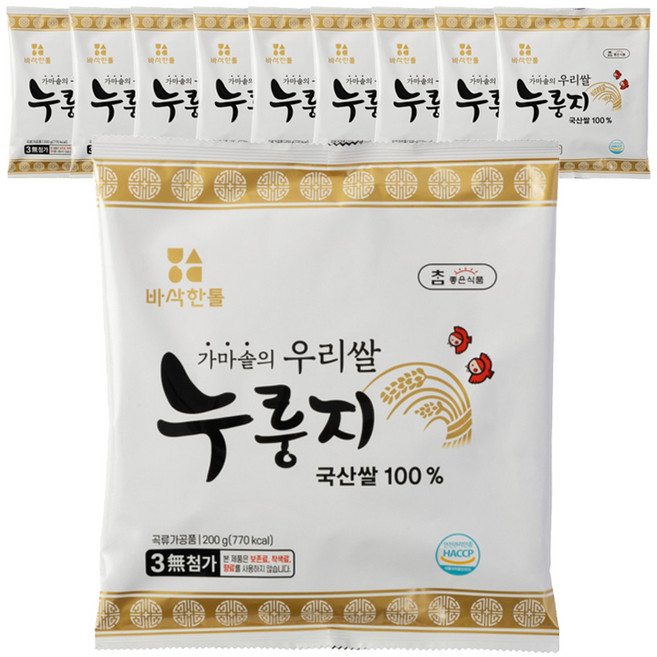 참좋은식품 가마솥의 우리쌀 누룽지, 200g, 10개
