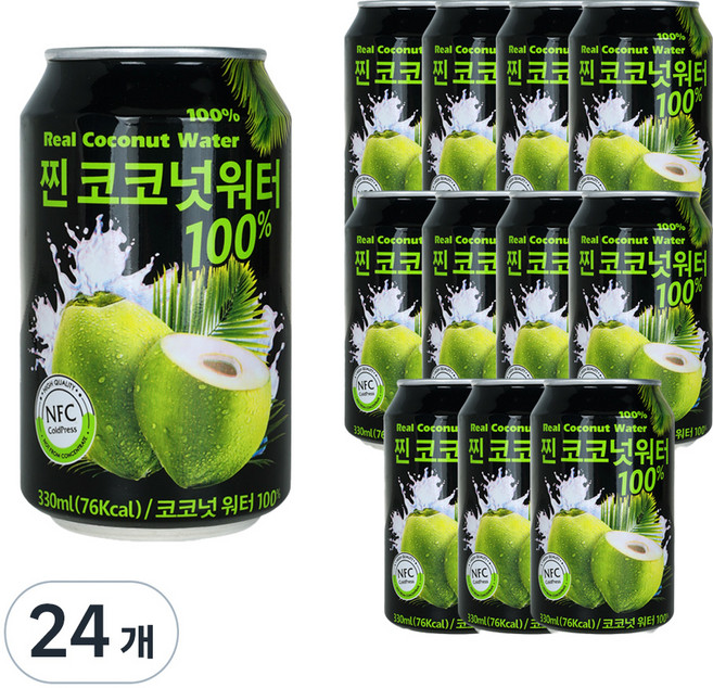 파모빗 찐 코코넛워터 100% 음료, 330ml, 24개