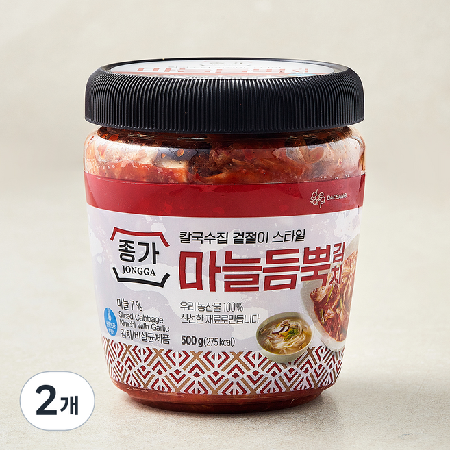 대상 종가 마늘듬뿍김치, 500g, 2개