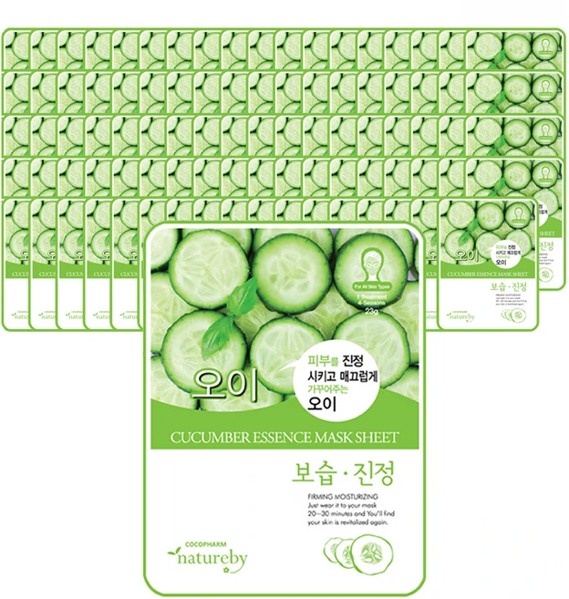 네이처바이 에센스 마스크팩 오이 23g, 1개입, 90개 - 쿠팡