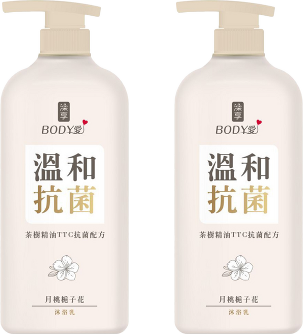 澡享 BODY愛 抗菌沐浴乳 月桃梔子花 茶樹精油配方 溫和抗菌 淡雅花香, 900g, 2瓶
