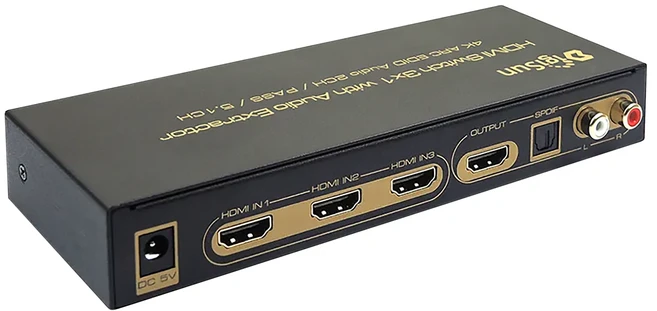 DigiSun 得揚 AH231R 三入一出切換器 + 音訊擷取器 支援4K HDMI 3D 1080P, 1個