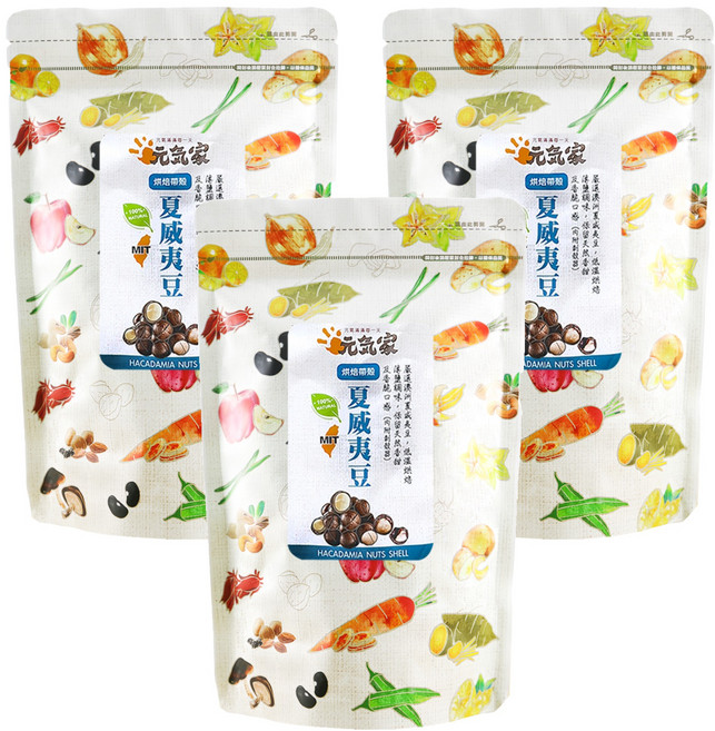 元氣家 帶殼夏威夷豆, 200g, 3包