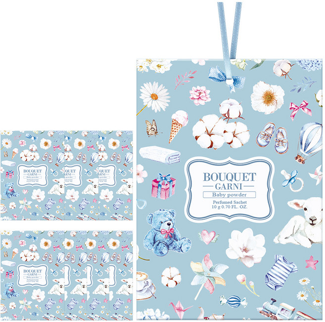 부케가르니 퍼퓸드 샤쉐 옷장방향제 본품, 10g, 8개, 베이비파우더