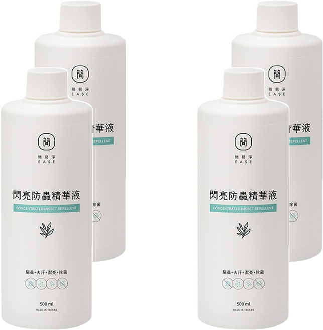 EASE 簡易淨 閃亮地板精華液 除菌驅蟲潔亮芳香四效合一 添加台灣小農茶樹純露 尤加利香茅, 500ml, 4瓶