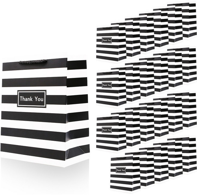 리드홈 튼튼한 코팅 쇼핑백, 스트라이프, 24개