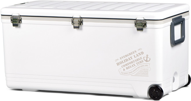 SHINWA 홀리데이 아이스 박스 + 스티커 세트, 화이트, 48L