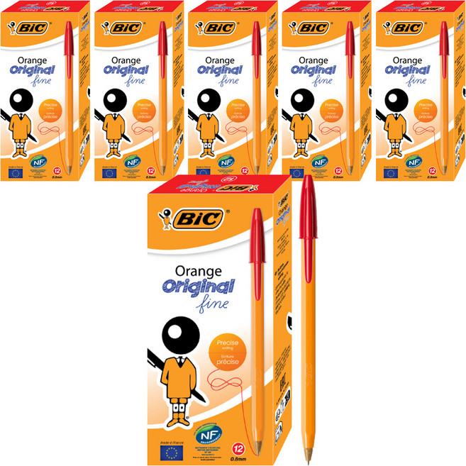 BIC 比克 Orange經典原子筆 0.8mm, 紅色, 6個
