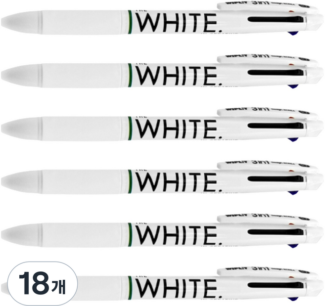 위플릿 더 3색펜 0.7mm, 화이트, 18개