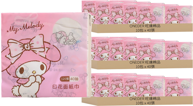 ONEDER 旺達棉品 三麗鷗家族印花紙手帕, 1包, 30包