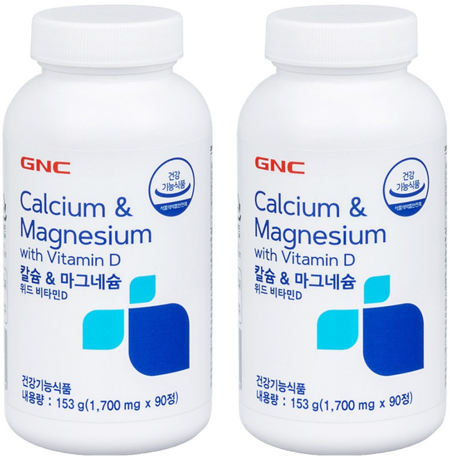 GNC 칼슘&마그네슘 위드 비타민 D 45일분, 90정, 2개