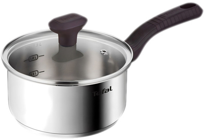 Tefal 特福 電磁爐不鏽鋼美味烹飪單柄鍋, 1組, 16cm, 銀色