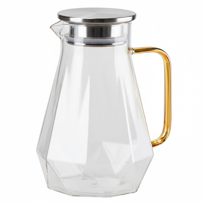 FOREVER 耐熱玻璃時尚鑽石紋不鏽鋼把手水壺 11 x 8 x 22cm 660g, 玫瑰金, 1.8L, 1個