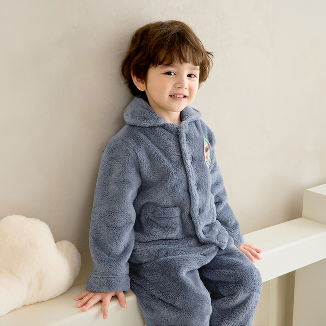 유니프랜드 아동용 메리 극세사 수면 보온 잠옷 상하의 세트