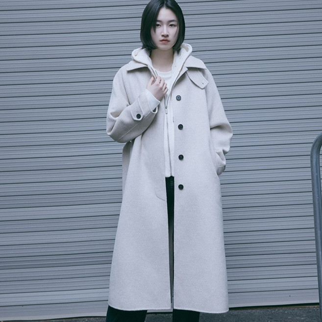 마인드브릿지 여성용 핸드메이드 벨티드 롱 맥코트 MZCA8202