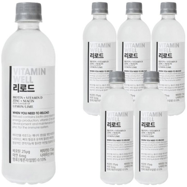 비타민웰 리로드 비타민음료 레몬 라임맛, 6개, 500ml