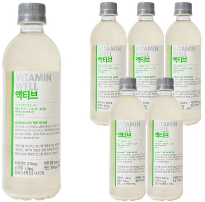 비타민웰 액티브 사과맛 비타민음료, 6개, 500ml